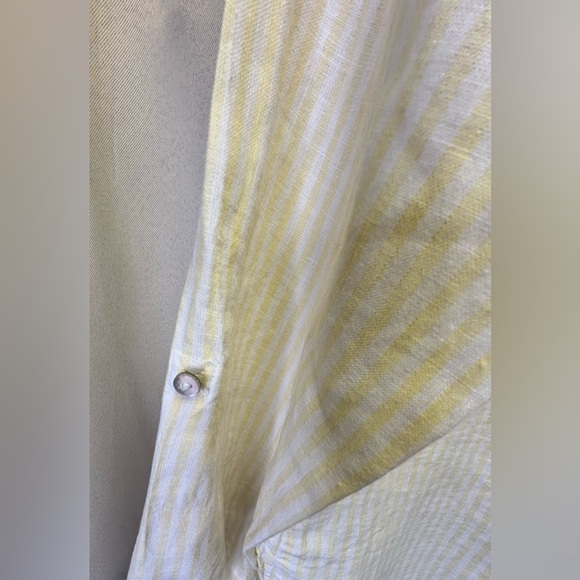 Tahari Women’s 100% Linen Tunic Dress Yellow  & White Size Large - Picture 9 of 9